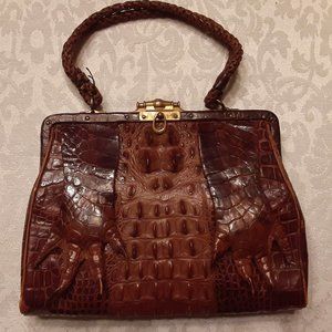 Vintage Genuine Brown Real Alligator Purse
